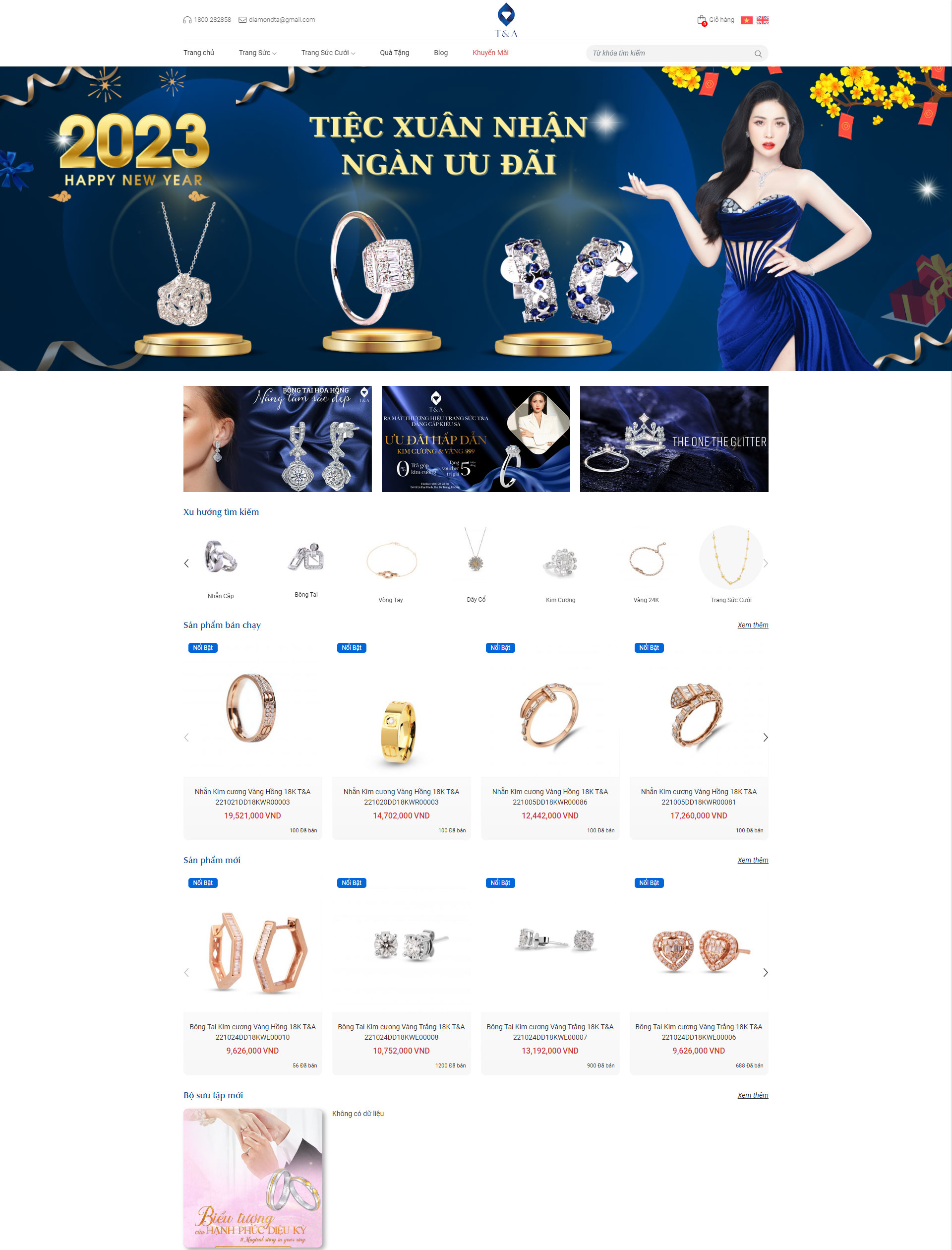 Mẫu giao diện website Trang sức